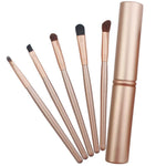 Lot de 5 pinceaux de maquillage pour les yeux avec manche et tube en aluminium