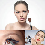 32 Pinceaux de Maquillage Professionnels avec Manche Couleur Bois + Trousse de Rangement en Cuir PU, 32 Pièces
