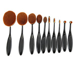 Lot de 10 pinceaux de maquillage style brosse à dents et brosses à sourcils, noir