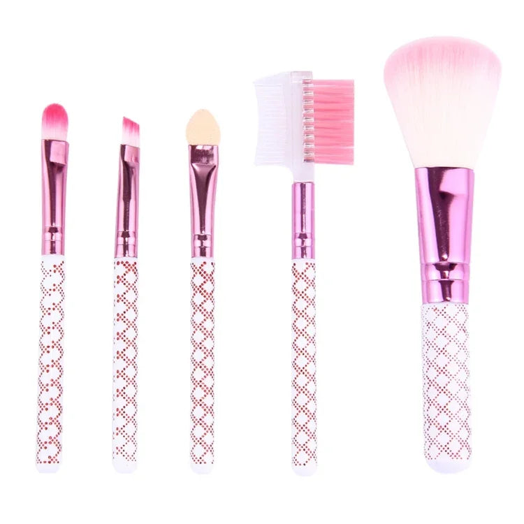 Trousse à outils de maquillage professionnelle 5 en 1 à rayures roses