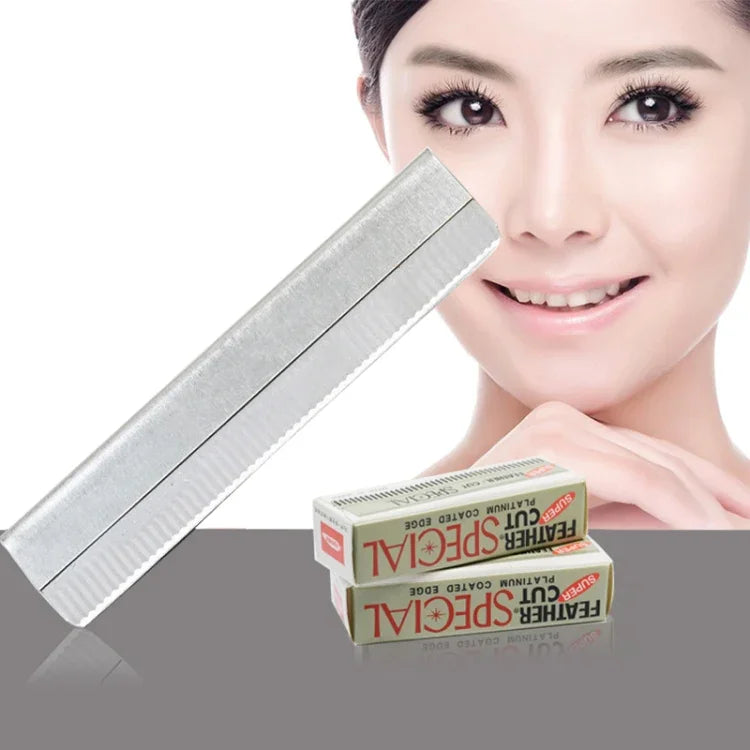 10 pièces d'outils professionnels de coiffure, lame grattoir, tondeuse à sourcils, lame de rasage et de grattage pour cheveux et plumes (Argent)