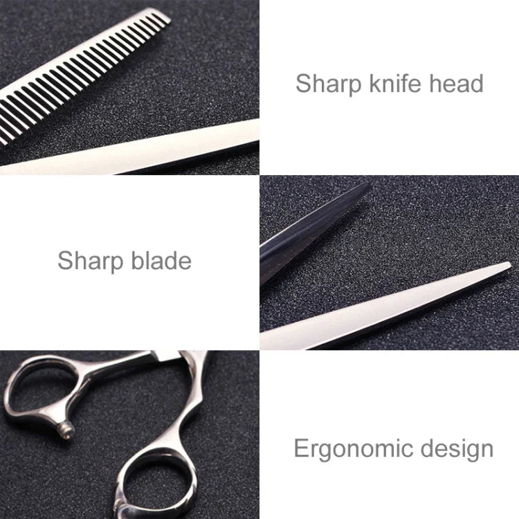 Ciseaux de coiffure durables et tranchants, ciseaux de coupe et ciseaux à dents amincissantes pour barbier (ciseaux amincissants argentés), ciseaux amincissants