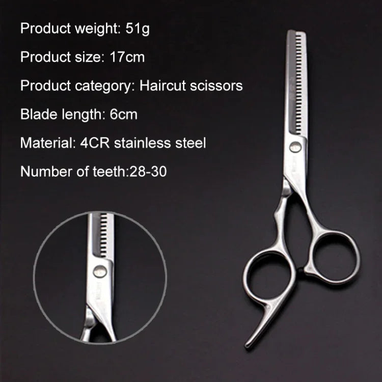Ciseaux de coiffure durables et tranchants, ciseaux de coupe et ciseaux à dents amincissantes pour barbier (ciseaux amincissants argentés), ciseaux amincissants