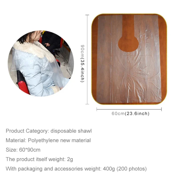 200 pièces de châles/casquettes jetables pour coloration des cheveux, foulard de traitement capillaire pour salon (transparent)