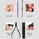 Kit de Manucure et Pédicure Avancé 12 en 1 avec Coupe-ongles en Acier Inoxydable et Étui en Cuir, Rouge+Noir