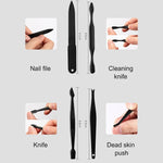 Kit de Manucure et Pédicure Avancé 12 en 1 avec Coupe-ongles en Acier Inoxydable et Étui en Cuir, Rouge+Noir