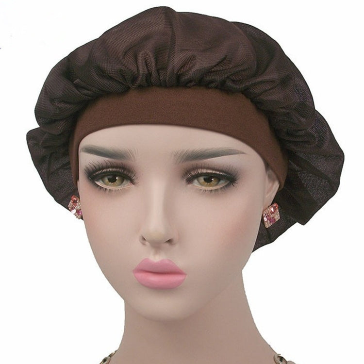 Bonnet de nuit en satin à large bande pour cheveux longs, bonnet de climatisation, motif noix de coco