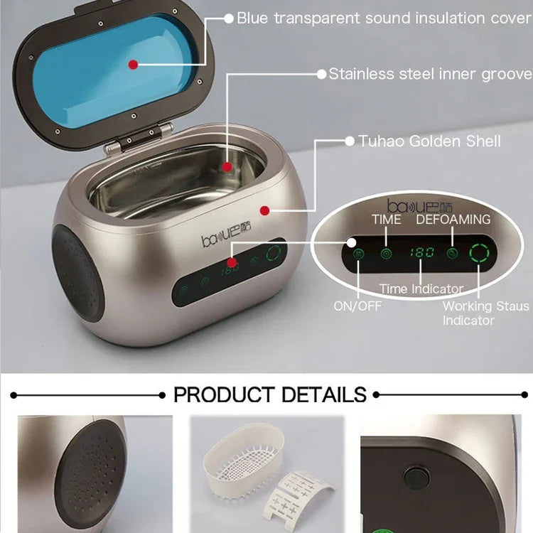 baku BA-3060A 110V Version Tactile Outil Ménager de Nettoyage Ultrasonique pour Lunettes et Bijoux, Prise US, Prise US