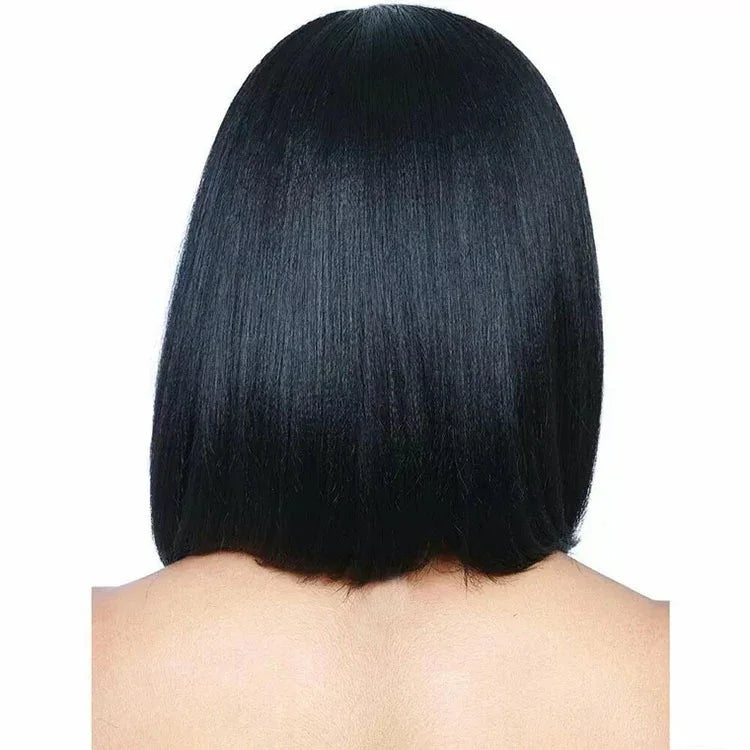 Perruque à Cheveux Raides Mi-longs et Épais avec Raie au Milieu, Coiffure pour Femmes