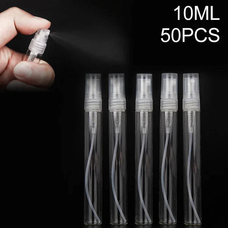 Lot de 50 flacons de parfum vides, capacité : 10 ml (transparent), 10 ml (transparent)