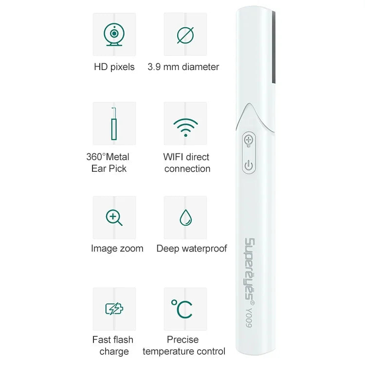 Supereyes Y009 Visual Ear Pick Acne Cleaning Microscopic Magnifying Mirror Endoscope, Y009