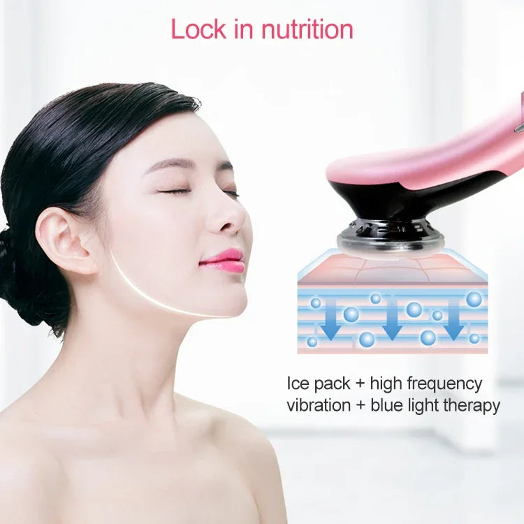 Appareil de beauté faciale chaud et froid BLK-D818, Appareil de rajeunissement de la peau coloré à micro-courant EMS, BLK-D818 (Rose), BLK-D818 (Blanc)