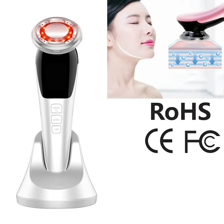 Appareil de beauté faciale chaud et froid BLK-D818, Appareil de rajeunissement de la peau coloré à micro-courant EMS, BLK-D818 (Rose), BLK-D818 (Blanc)