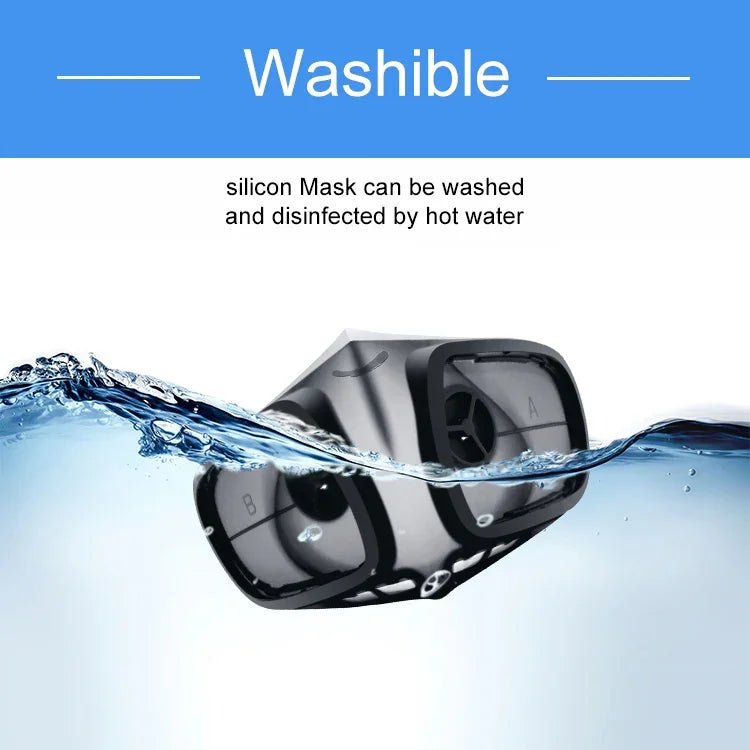 Masque respirateur réutilisable en silicone PM2.5 KN95 avec filtre remplaçable, antivirus et anti-buée, réutilisable PM2.5 KN95