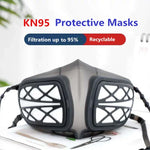 Masque respirateur réutilisable en silicone PM2.5 KN95 avec filtre remplaçable, antivirus et anti-buée, réutilisable PM2.5 KN95