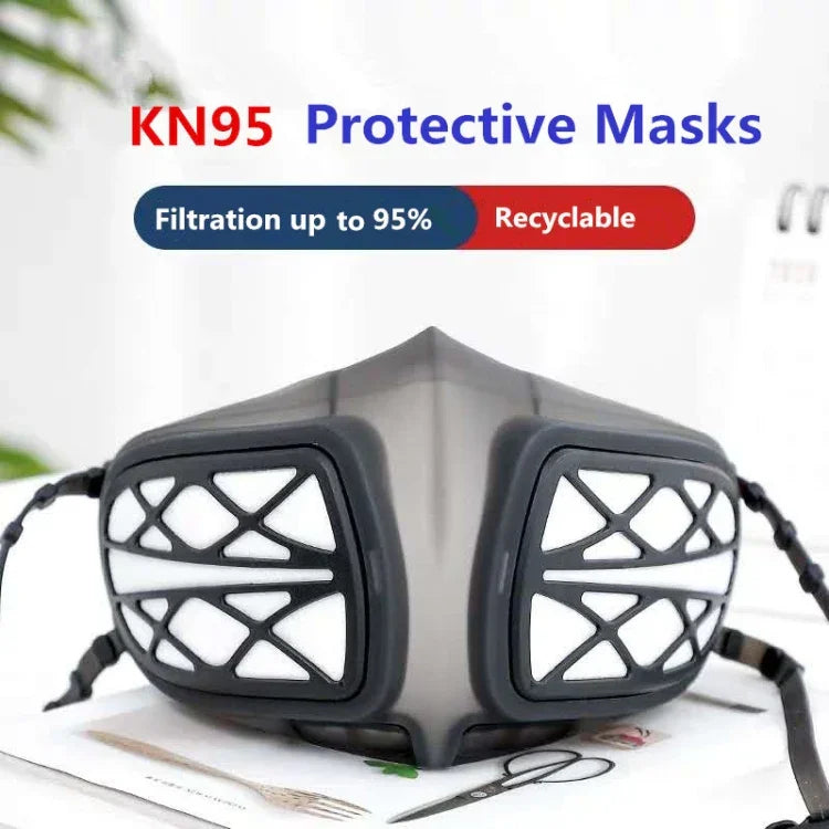 Masque respirateur réutilisable en silicone PM2.5 KN95 avec filtre remplaçable, antivirus et anti-buée, réutilisable PM2.5 KN95