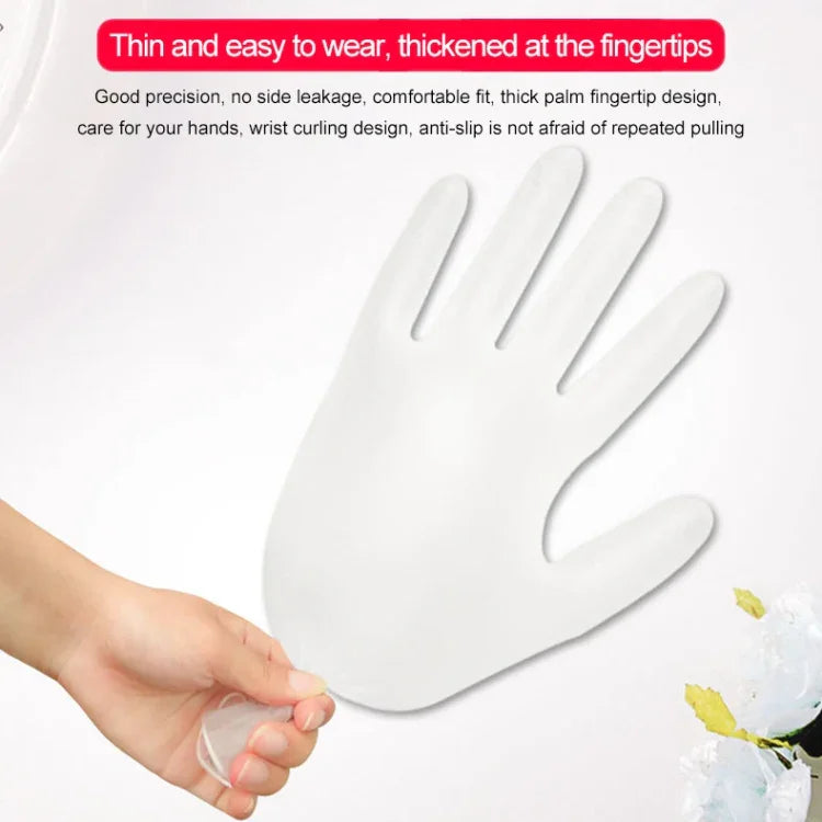 100 gants d'examen jetables en PVC transparents pour usage domestique, gants protecteurs tactiles, Taille : L, 100 pièces L