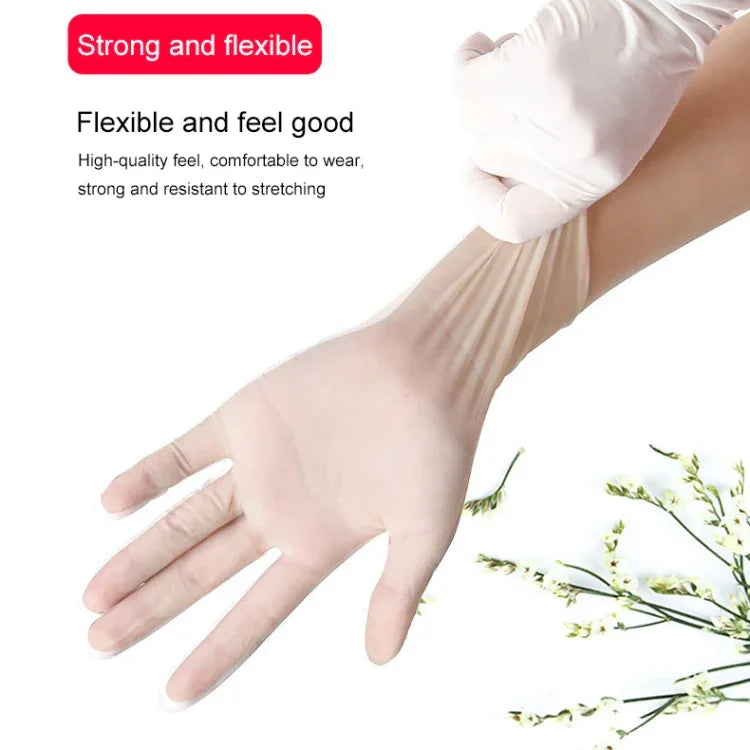 100 gants d'examen jetables en PVC transparents pour usage domestique, gants protecteurs tactiles, Taille : L, 100 pièces L