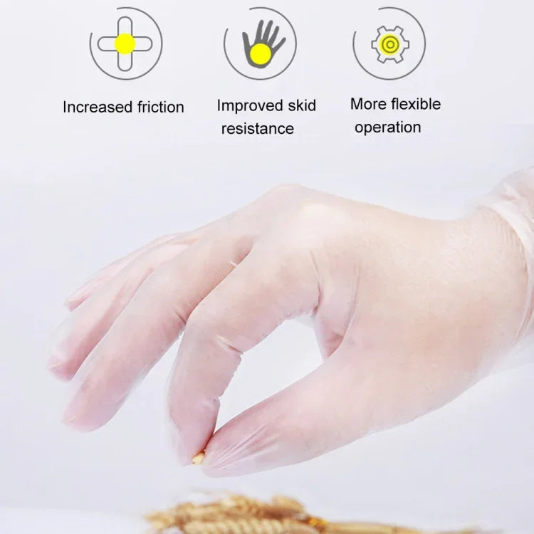 100 gants d'examen jetables en PVC transparents pour usage domestique, gants protecteurs tactiles, Taille : L, 100 pièces L