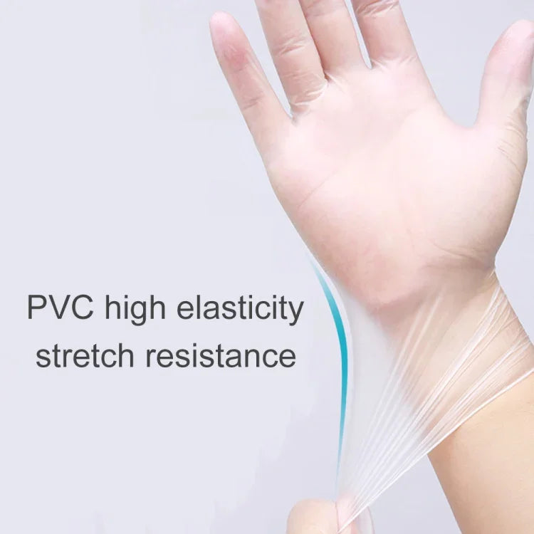 100 gants d'examen jetables en PVC transparents pour usage domestique, gants protecteurs tactiles, Taille : L, 100 pièces L
