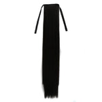 Queue de cheval naturelle longue et droite de style bandage pour femmes, longueur : 75 cm, 75 cm