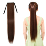 Queue de cheval naturelle longue et droite de style bandage pour femmes, longueur : 75 cm, 75 cm