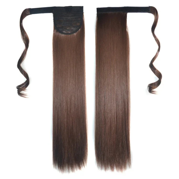 6# Perruque queue de cheval invisible sans coutures, style bandeau, cheveux longs et raides, 6#