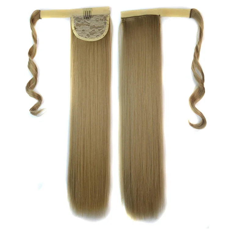 16# Perruque Invisible sans Couture Style Bandeau Longue et Lisse avec Queue de Cheval, 16#