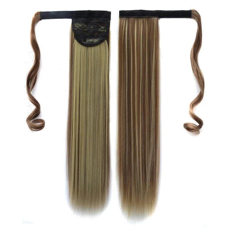 18H613# Perruque bandeau invisible sans couture Cheveux longs et raides Perruque Queue de cheval, 18H613#