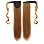 Perruque style bande invisible sans couture 26# Perruque queue de cheval cheveux longs raides, 26#