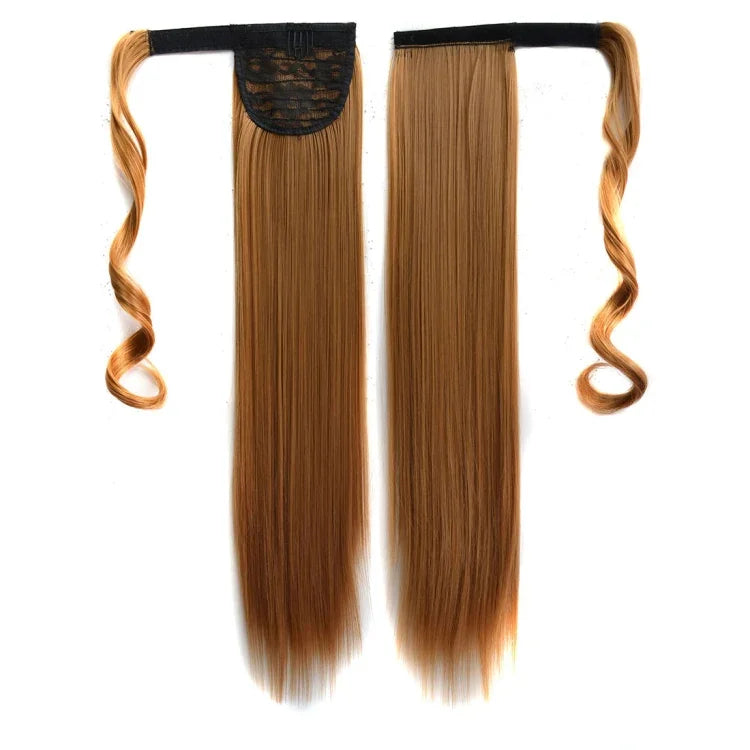 Perruque style bande invisible sans couture 26# Perruque queue de cheval cheveux longs raides, 26#