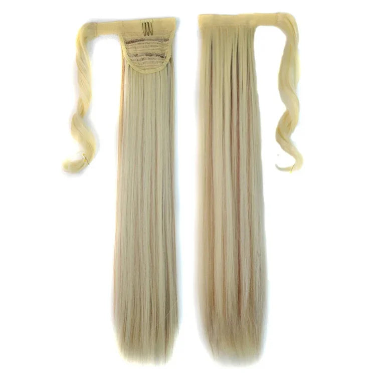 613H12# Perruque style bande invisible sans couture Cheveux longs raides Perruque queue de cheval, 613H12#