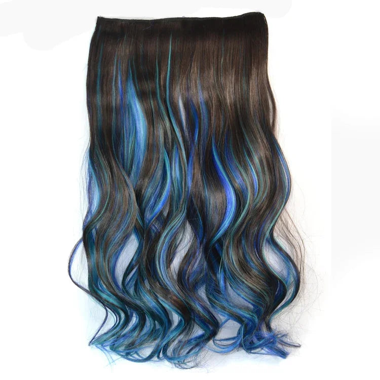 Extension de cheveux sans couture pièce unique Dégradé de couleur Grande vague Boucle longue Type clip Postiche, HCB257719