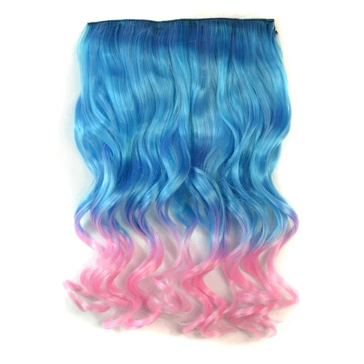 Extension de cheveux sans couture en une pièce Dégradé de couleur Grande vague Longue boucle Type pince Postiche, HCB257727