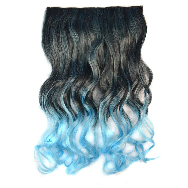 Extension de cheveux sans couture en une pièce Dégradé de couleur Grande vague Longue boucle Type pince Postiche, HCB25775