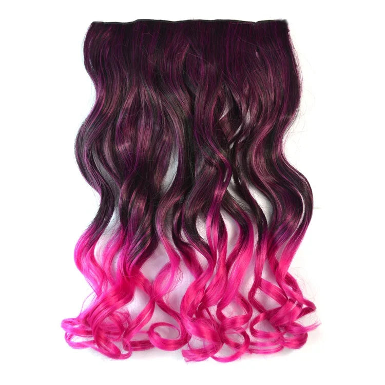 Extension de cheveux sans couture en une pièce Dégradé de couleur Grande vague Longue boucle Type pince Postiche, HCB25776