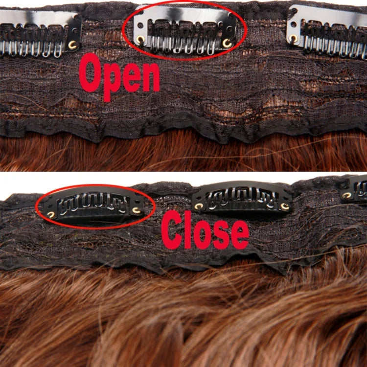 Perruque longue droite sans couture à cinq clips, couleur 1B