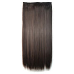 Perruque pièce unique sans couture cinq clips 4B# Perruque longue raide, 4B#