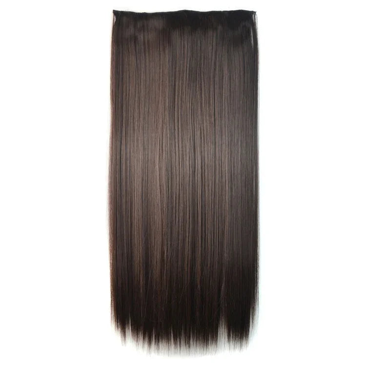 Perruque pièce unique sans couture cinq clips 4B# Perruque longue raide, 4B#