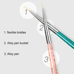 Set de 3 stylos pour dessin d'ongles, outils de pointillage, pinceaux accessoires pour nail art, ensemble de crayons pour ongles