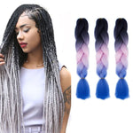 Perruques tressées individuelles dégradé de couleur mode fibres chimiques grosses tresses, Longueur : 60cm (56 violet+bleu lac+violet clair), 21, 35, 37, 38, 44, 45, 46, 47, 49, 50, 51, 56