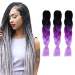 Perruques tressées individuelles dégradé de couleur mode fibres chimiques grosses tresses, Longueur : 60cm (56 violet+bleu lac+violet clair), 21, 35, 37, 38, 44, 45, 46, 47, 49, 50, 51, 56