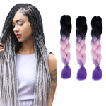 Perruques tressées individuelles dégradé de couleur mode fibres chimiques grosses tresses, Longueur : 60cm (56 violet+bleu lac+violet clair), 21, 35, 37, 38, 44, 45, 46, 47, 49, 50, 51, 56