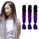 Perruques tressées individuelles dégradé de couleur mode fibres chimiques grosses tresses, Longueur : 60cm (56 violet+bleu lac+violet clair), 21, 35, 37, 38, 44, 45, 46, 47, 49, 50, 51, 56