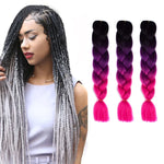 Perruques tressées individuelles dégradé de couleur mode fibres chimiques grosses tresses, Longueur : 60cm (56 violet+bleu lac+violet clair), 21, 35, 37, 38, 44, 45, 46, 47, 49, 50, 51, 56