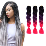 Perruques tressées individuelles dégradé de couleur mode fibres chimiques grosses tresses, Longueur : 60cm (56 violet+bleu lac+violet clair), 21, 35, 37, 38, 44, 45, 46, 47, 49, 50, 51, 56