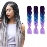 Perruques tressées individuelles dégradé de couleur mode fibres chimiques grosses tresses, Longueur : 60cm (56 violet+bleu lac+violet clair), 21, 35, 37, 38, 44, 45, 46, 47, 49, 50, 51, 56