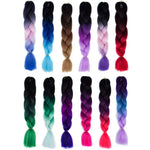 Perruques tressées individuelles dégradé de couleur mode fibres chimiques grosses tresses, Longueur : 60cm (56 violet+bleu lac+violet clair), 21, 35, 37, 38, 44, 45, 46, 47, 49, 50, 51, 56