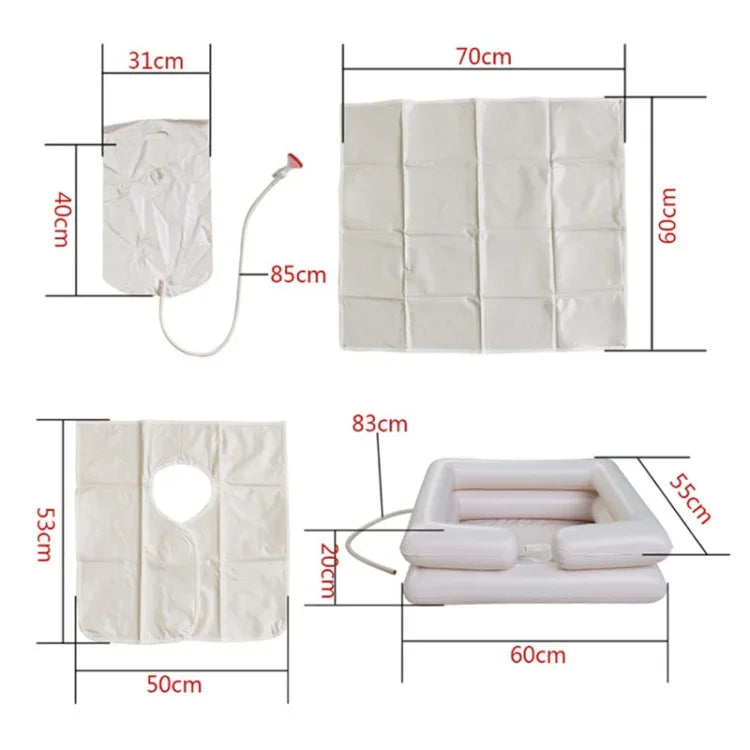 Bassin de lavage gonflable carré portable en PVC pour soins à domicile, bac à shampooing gonflable