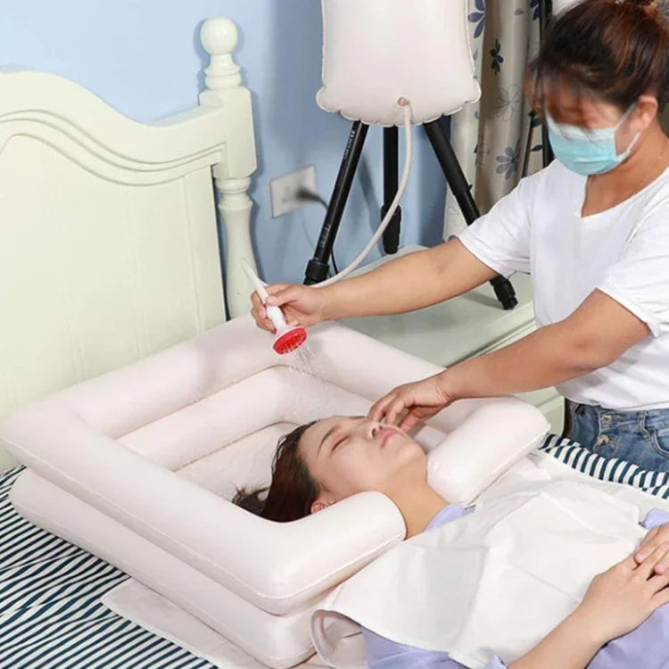 Bassin de lavage gonflable carré portable en PVC pour soins à domicile, bac à shampooing gonflable